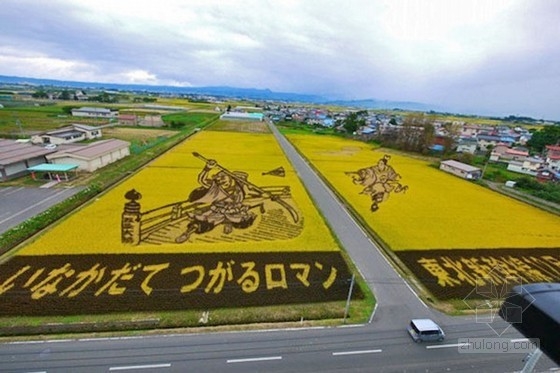 日本田舍館村村民設計的巨型稻田插畫藝術